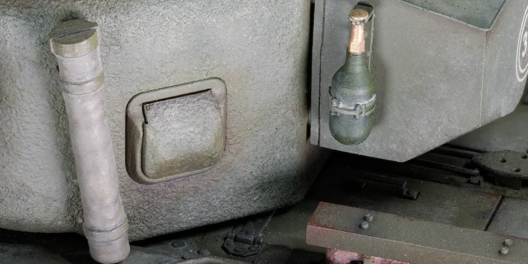 AFV Club Churchill AVRE fire extinguisher and flag tube