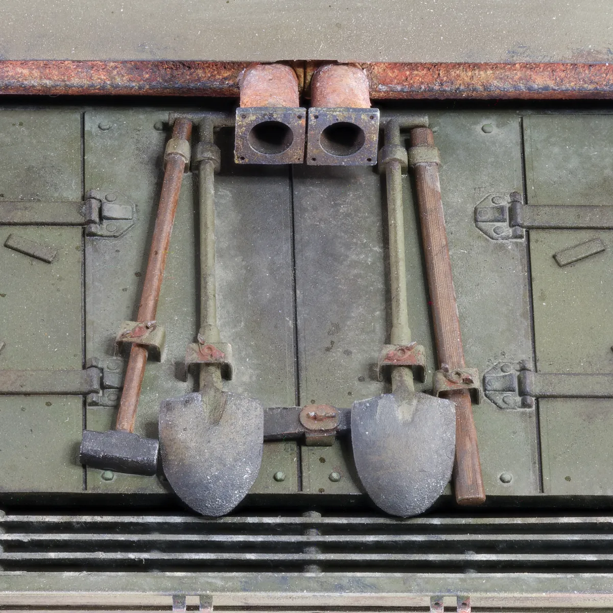 AFV Club Churchill AVRE engine deck tools and weathering