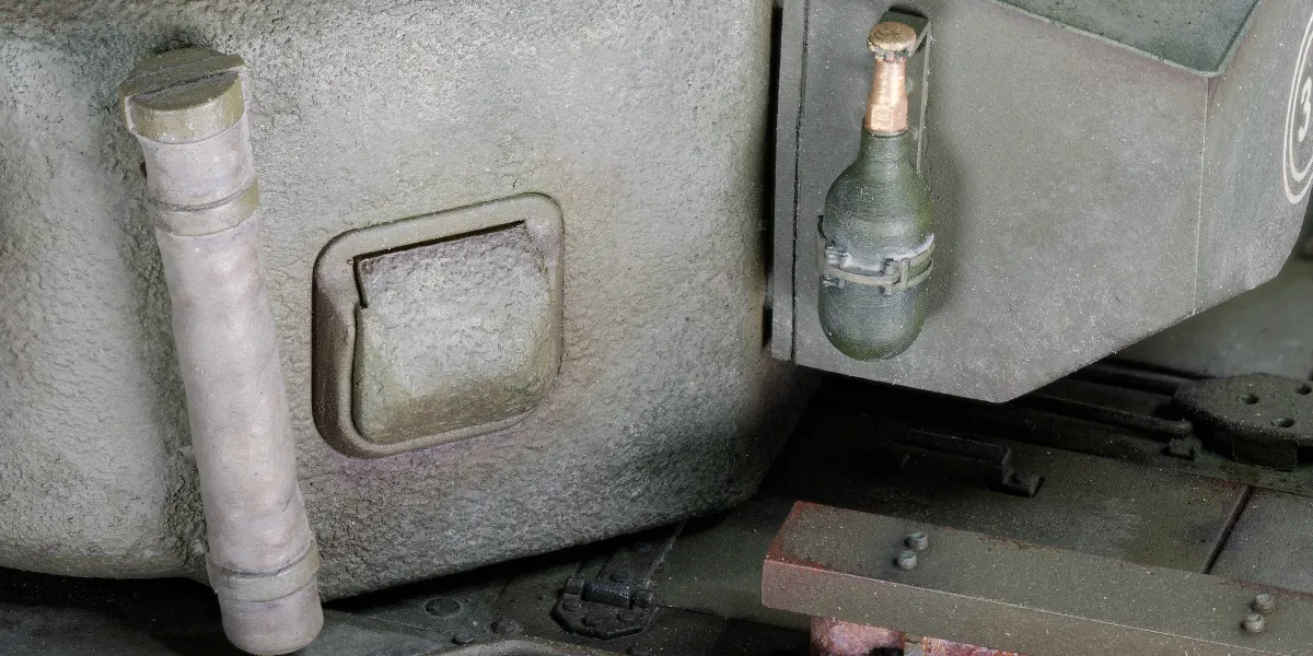 AFV Club Churchill AVRE fire extinguisher and flag tube