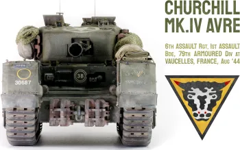 Churchill AVRE, 1st Assault Brigade at Vaucelles, France, Aug 1944