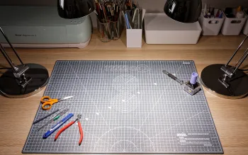 Modeller's desk with tools