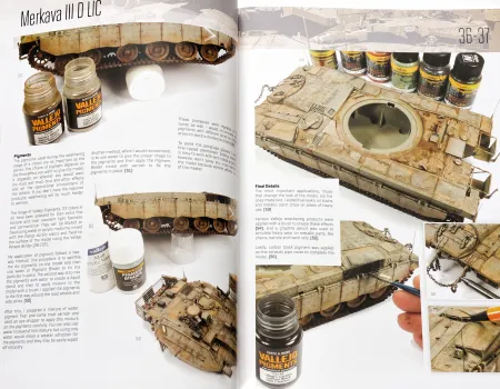 Vallejo IDF Colors book, two page spread of a Merkava III model