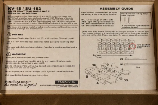 Tankraft KV 650mm split link tracks, assembly instructions