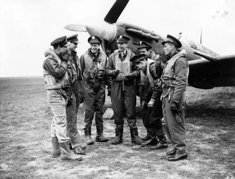 RAF Debden crew with Spitfire