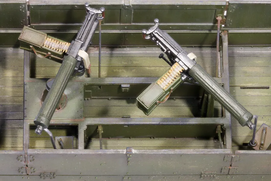 Copper State Models MG Carrier, close up of the Vickers guns
