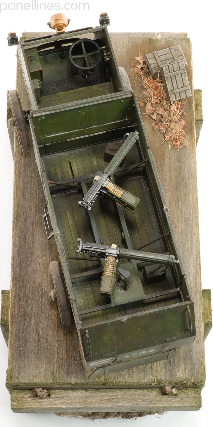 Copper State Models MG Carrier, top rear view showing the Vickers guns