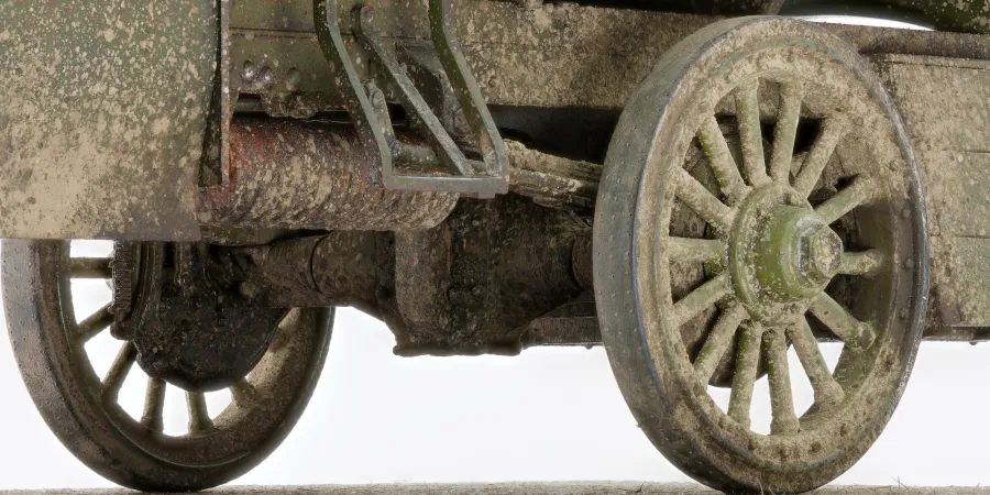 Close-up of pigment weathering techniques