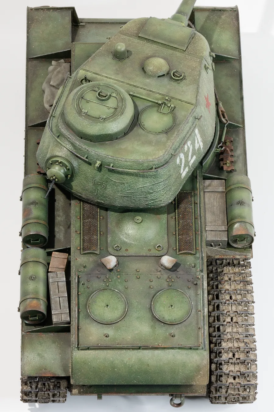 Bronco KV-122 model, top down view of the engine deck