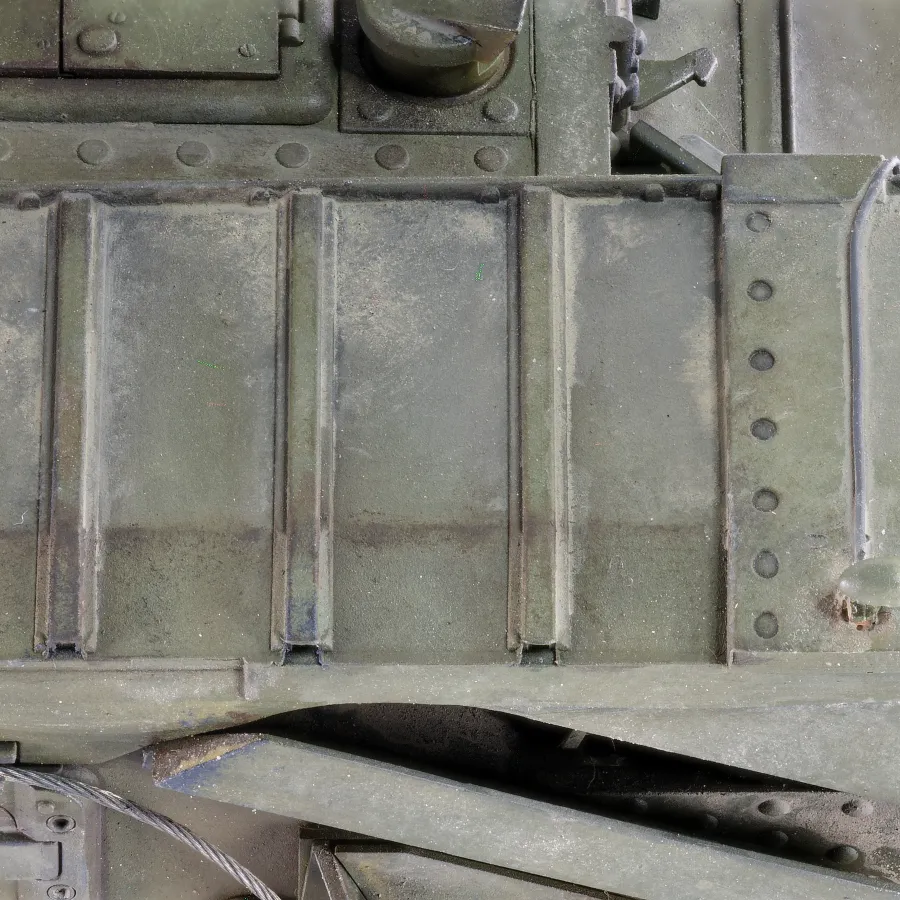 AFV Club Churchill AVRE MkIV, close-up of weathering on track guard