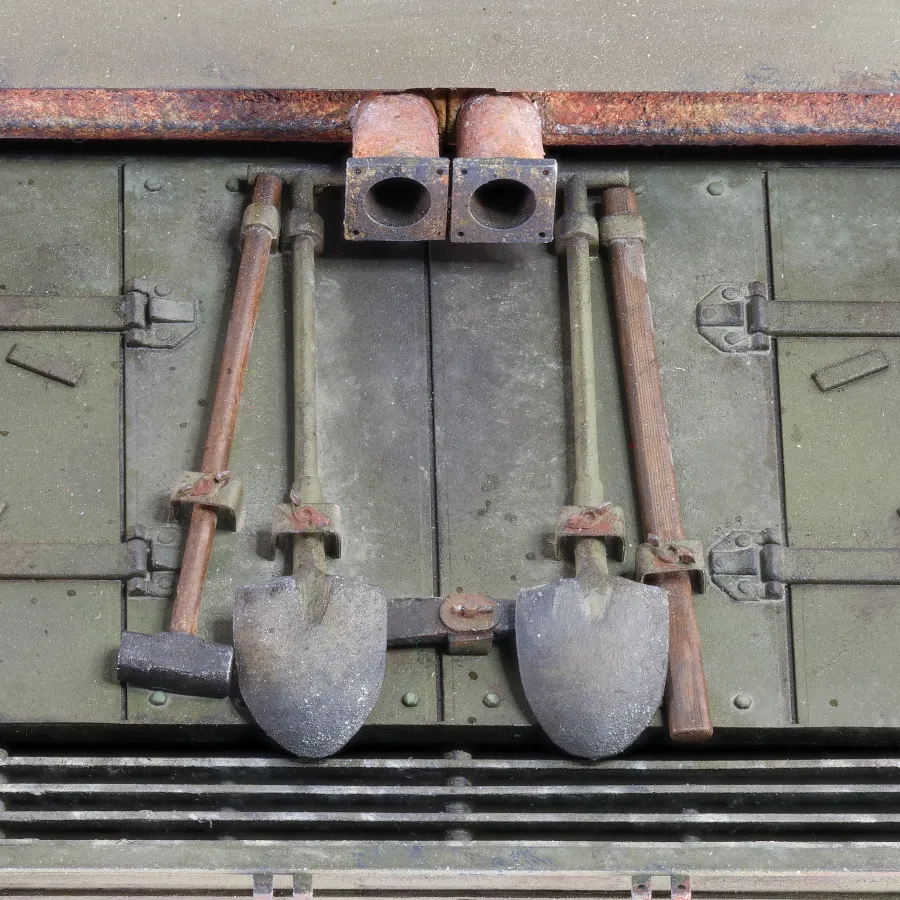 AFV Club Churchill AVRE engine deck tools and weathering