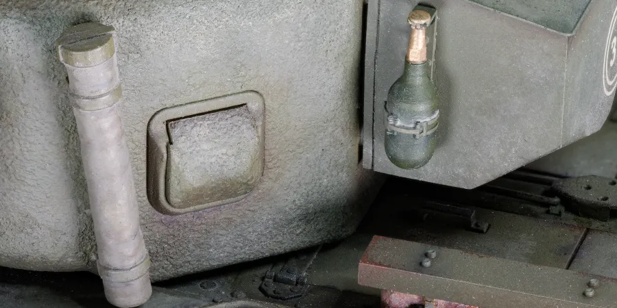 AFV Club Churchill AVRE fire extinguisher and flag tube