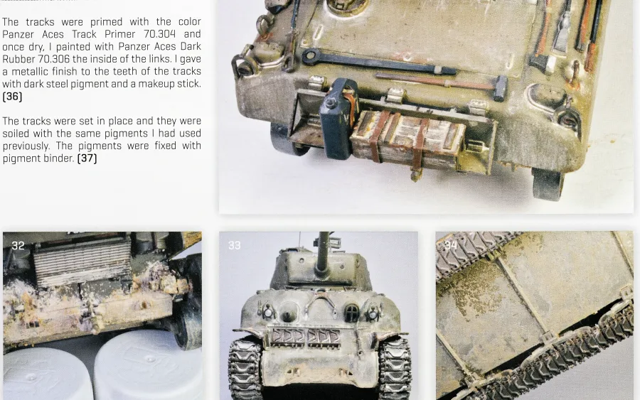 Vallejo IDF Colors book, close up of a Sherman scale model