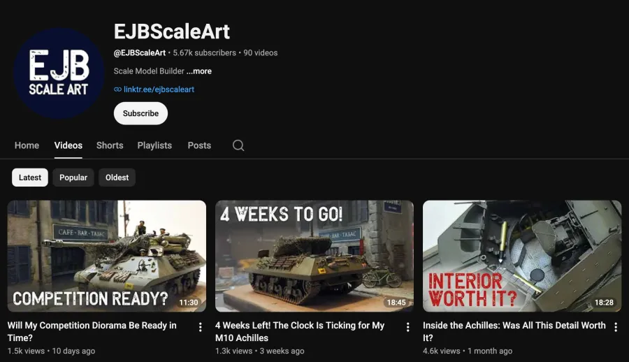 Screenshot of EJB Scale Art channel