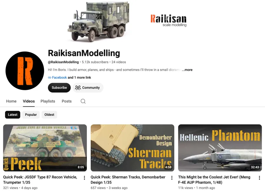 Screenshot of Raikisan's channel